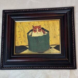 Framed "Arline the Cat" by Paul Stagg The Bombay Company Home Art Print 90's